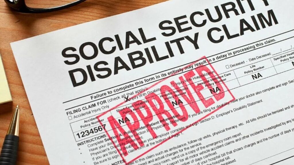 image of a social security disability form with approval stamp